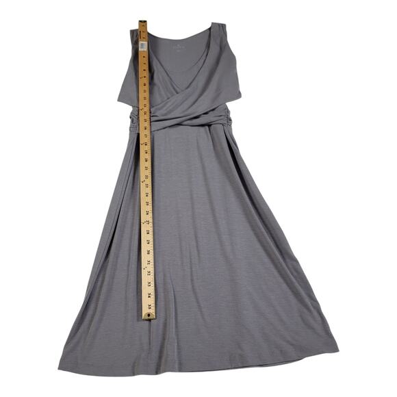 Athleta Adriana Faux Wrap Sleeveless Sccop Neck‎ Gray Dress Women's Size Medium - Picture 9 of 11